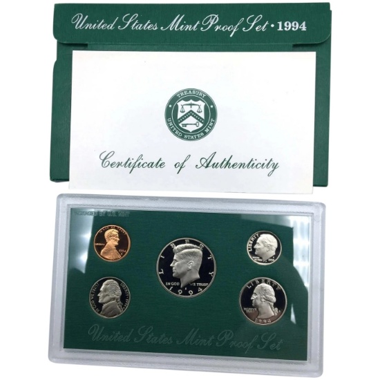 1994 United States Proof Set, 5 Coins Inside! No Outer Box