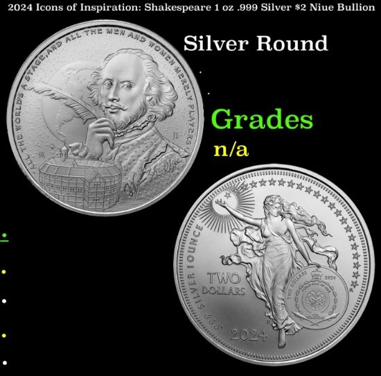 2024 Icons of Inspiration: Shakespeare 1 oz .999 Silver $2 Niue Bullion