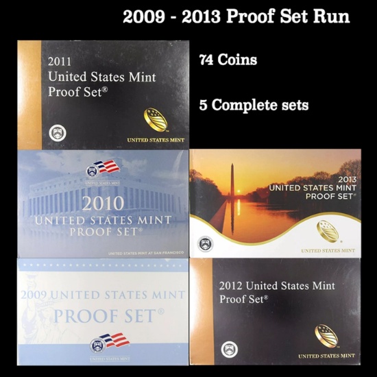 *Highlight* 2009-2013 Proof Set Run 74 Coins 5 Complete Sets (fc)