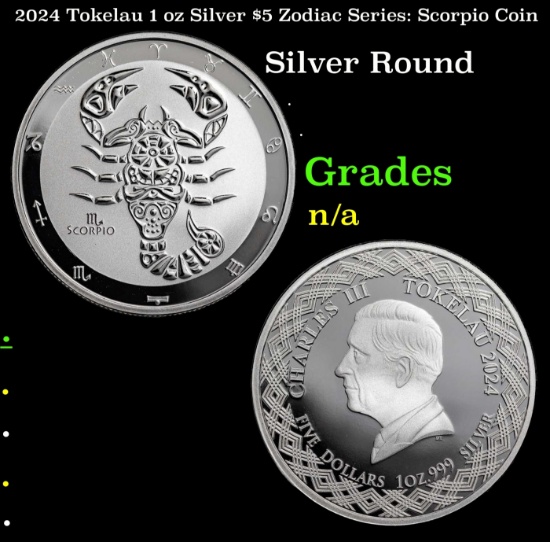 2024 Tokelau 1 oz Silver $5 Zodiac Series: Scorpio Coin