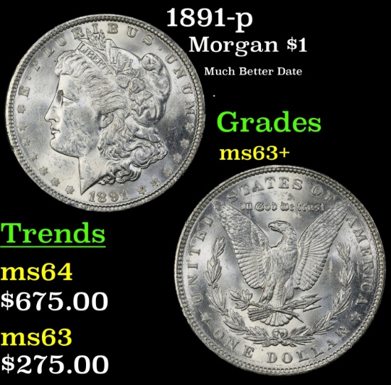 1891-p Morgan Dollar $1 Grades Select+ Unc
