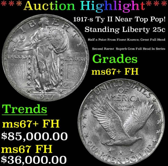*Highlight* 1917-s Ty II Standing Liberty Quarter Near Top Pop! 25c ms67+ FH SEGS (fc)