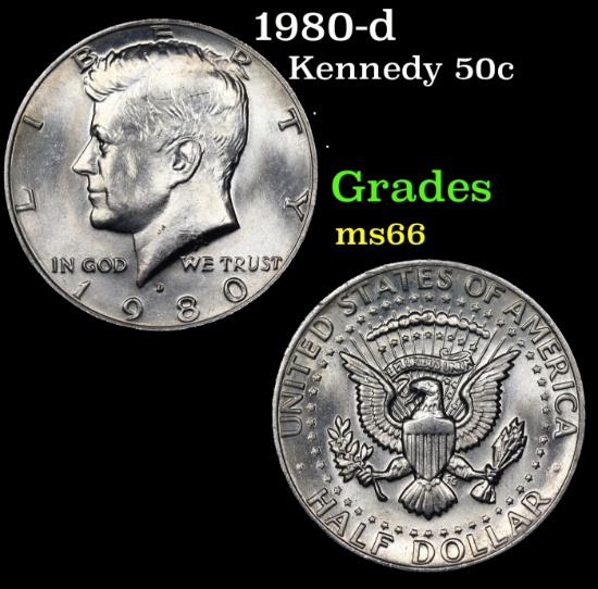 1980-d Kennedy Half Dollar 50c Grades GEM+ Unc