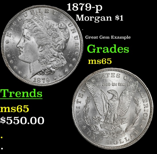1879-p Morgan Dollar $1 Grades GEM Unc