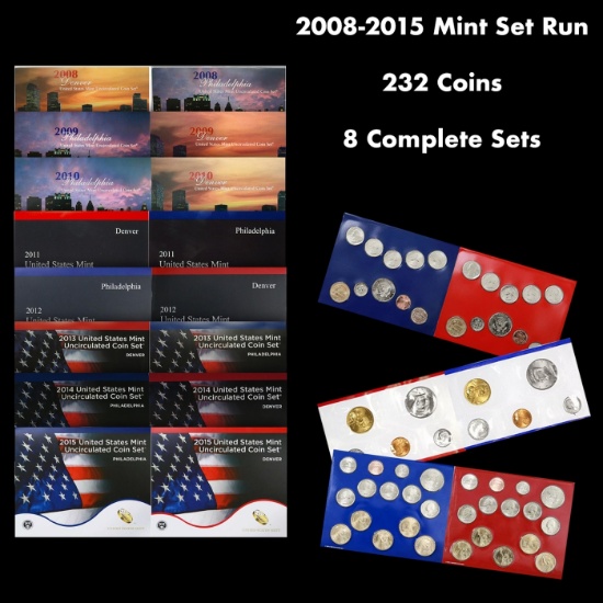 2008-2015 Mint Set Run 232 Coins 8 Complete Sets