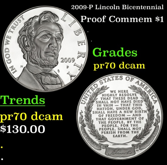 2009-P Lincoln Bicentennial Proof Modern Commem Dollar $1 pr70 dcam SEGS