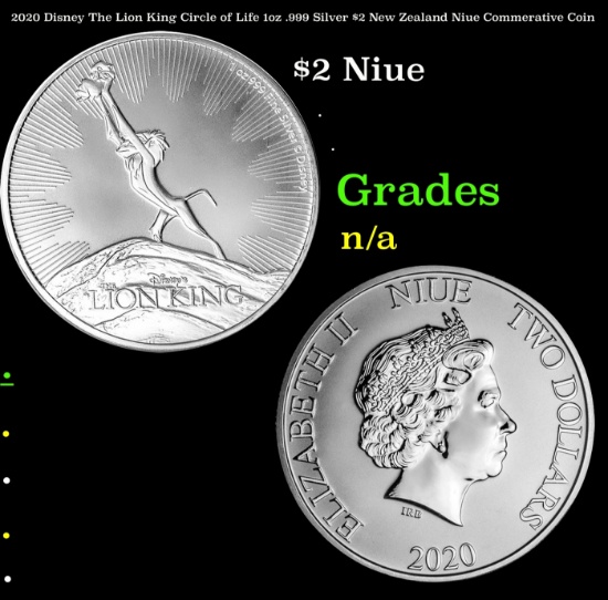 2020 Disney The Lion King Circle of Life 1oz .999 Silver $2 New Zealand Niue Commerative Coin Grades