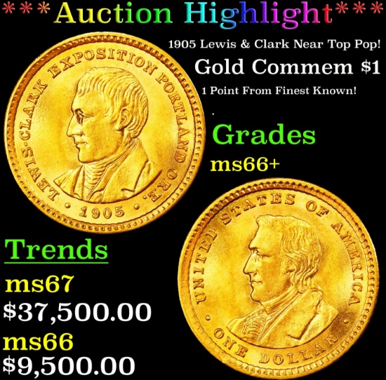 *Highlight* 1905 Lewis & Clark Gold Commem Dollar Near Top Pop! 1 ms66+ SEGS (fc)