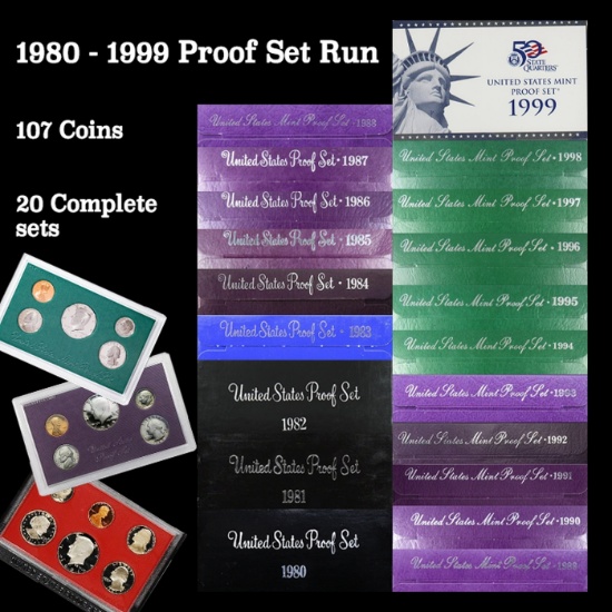 *Highlight* 1980-1999 Proof Set Run 107 Coins 20 Complete Sets (fc)