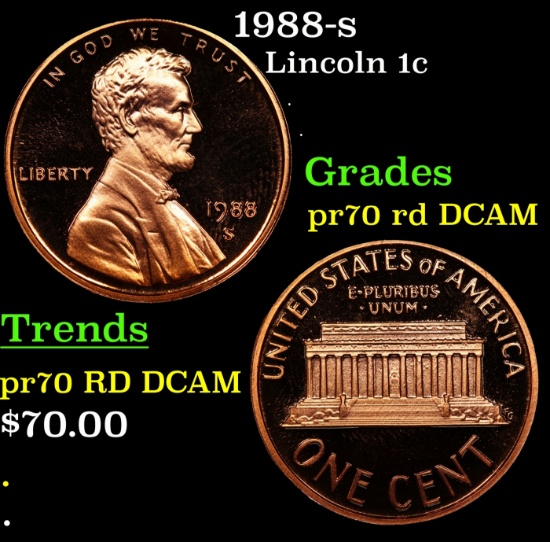 1988-s Proof Lincoln Cent 1c pr70 rd DCAM SEGS