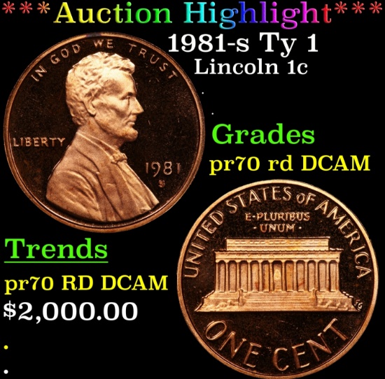 *Highlight* 1981-s Ty 1 Proof Lincoln Cent 1c pr70 rd DCAM SEGS (fc)