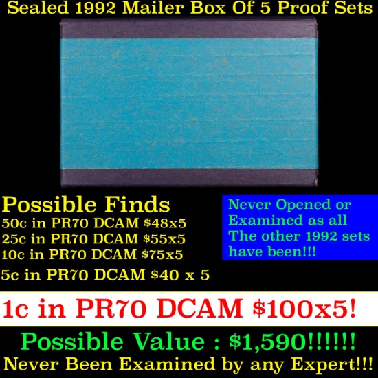 Original sealed box of 5x 1992 United States Mint Proof Sets