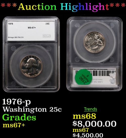 *Highlight* 1976-p Washington Quarter 25c ms67+ SEGS (fc)