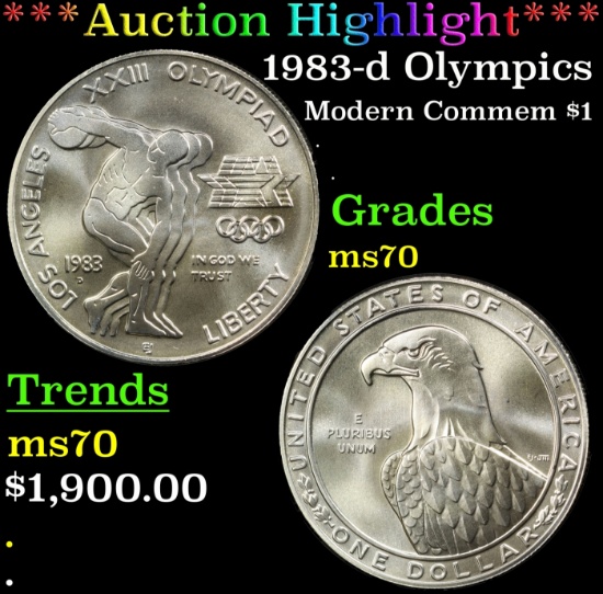 *Highlight* 1983-d Olympics Modern Commem Dollar $1 ms70 SEGS (fc)