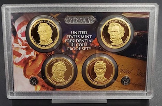 2010 United State Mint Presidential Dollar Proof Set. 4 Coins Inside.