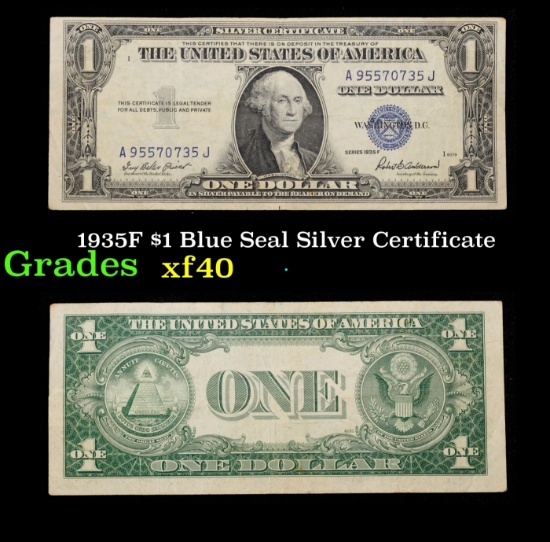 1935F $1 Blue Seal Silver Certificate Grades xf