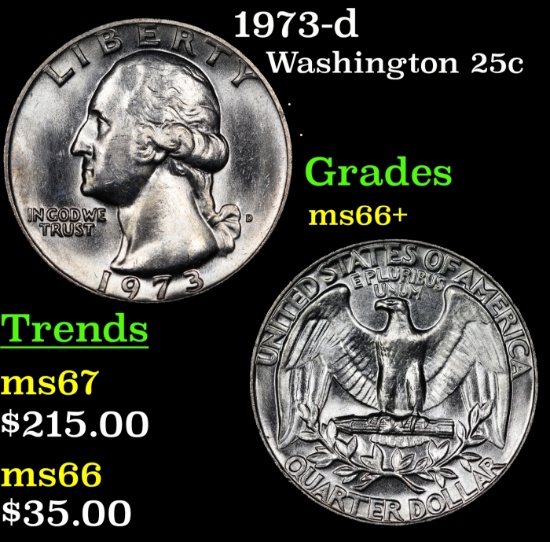 1973-d Washington Quarter 25c Grades GEM++ Unc