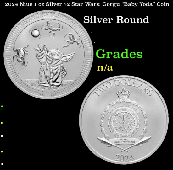 2024 Niue 1 oz Silver $2 Star Wars: Gorgu "Baby Yoda" Coin
