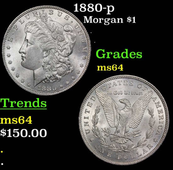 1880-p Morgan Dollar $1 Grades Choice Unc