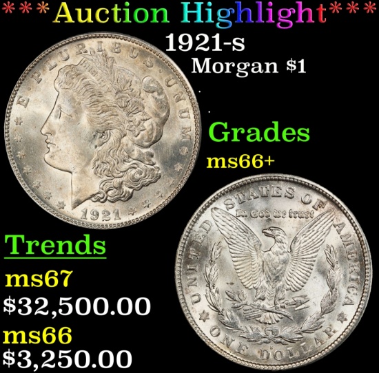 *Highlight* 1921-s Morgan Dollar $1 ms66+ SEGS (fc)