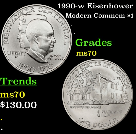 1990-w Eisenhower Modern Commem Dollar $1 ms70 SEGS
