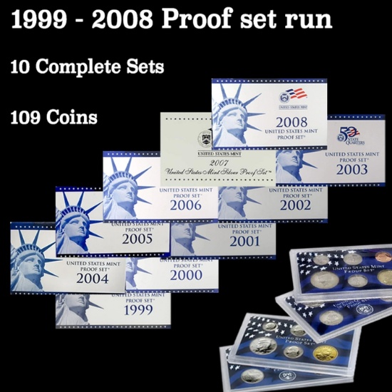 *Highlight* 1999-2008 Proof Set Run 109 Coins 10 Complete Sets (fc)