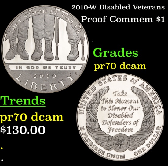 2010-W Disabled Veterans Proof Modern Commem Dollar $1 pr70 dcam SEGS
