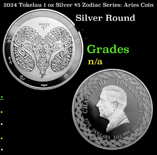 2024 Tokelau 1 oz Silver $5 Zodiac Series: Aries Coin