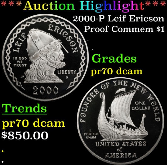 *Highlight* 2000-P Leif Ericson Proof Modern Commem Dollar $1 pr70 dcam SEGS (fc)