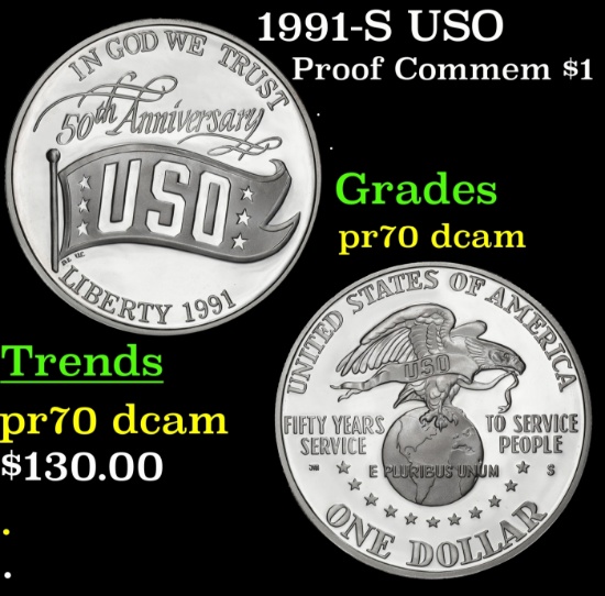 1991-S USO Proof Modern Commem Dollar $1 pr70 dcam SEGS