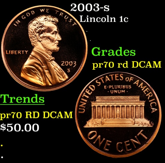 2003-s Proof Lincoln Cent 1c pr70 rd DCAM SEGS