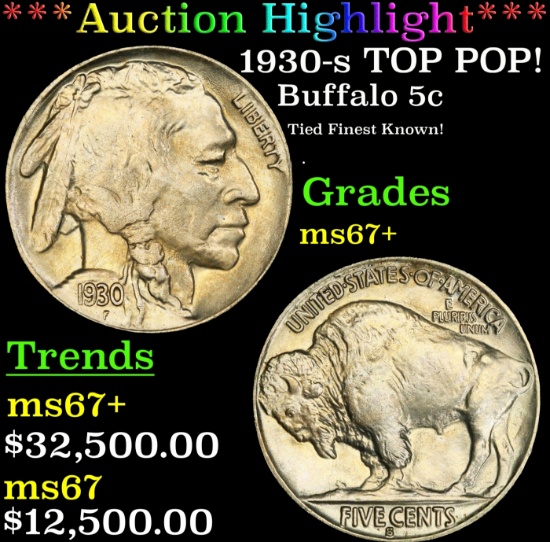 *Highlight* 1930-s Buffalo Nickel TOP POP! 5c ms67+ SEGS (fc)