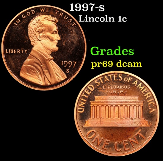 1997-s Proof Lincoln Cent 1c Grades GEM++ Proof Deep Cameo