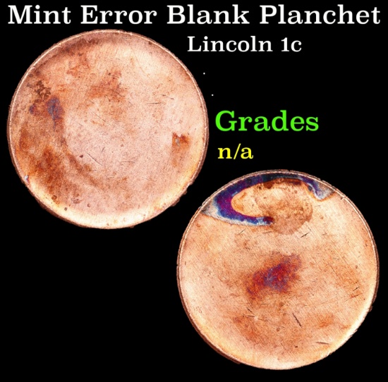 Mint Error Blank Planchet Lincoln Cent 1c Grades Ungraded