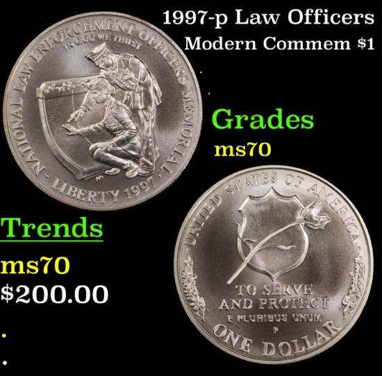 1997-p Law Officers Modern Commem Dollar $1 ms70 SEGS