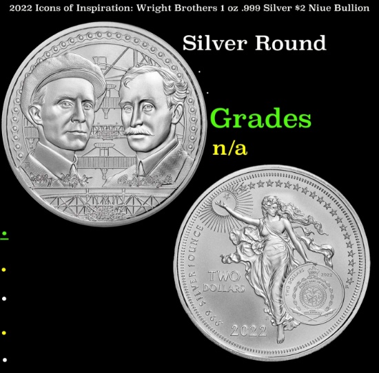 2022 Icons of Inspiration: Wright Brothers 1 oz .999 Silver $2 Niue Bullion