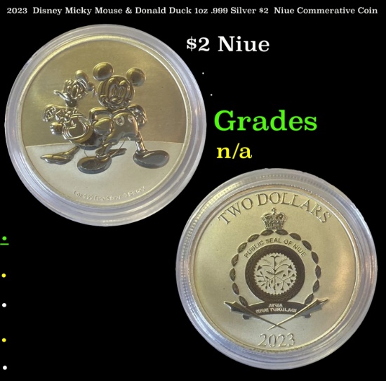 2023  Disney Micky Mouse & Donald Duck 1oz .999 Silver $2  Niue Commerative Coin Grades Ungraded