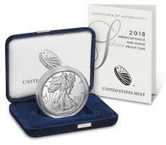 2018-w Silver Eagle 1 Oz Silver Proof In Original Packaging