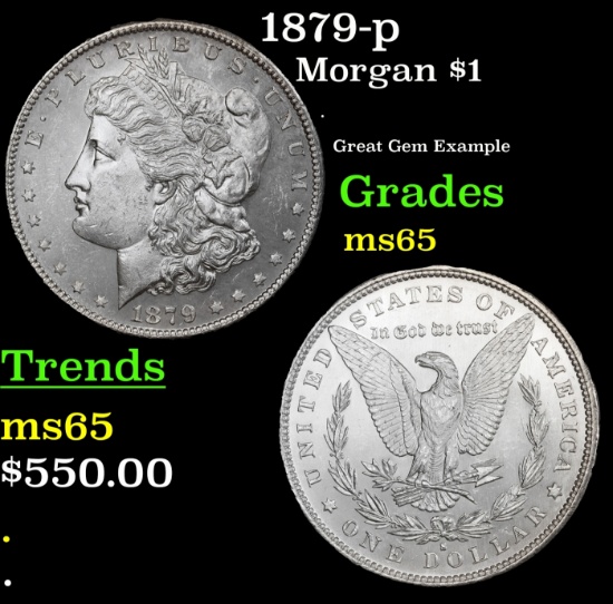 1879-p Morgan Dollar $1 Grades GEM Unc