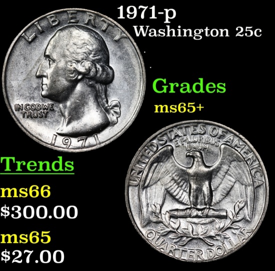 1971-p Washington Quarter 25c Grades GEM+ Unc