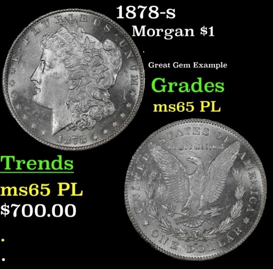 1878-s Morgan Dollar $1 Grades GEM Unc PL