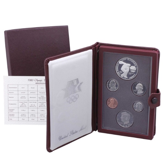 1983 United States Mint Prestige Proof Set 6 Coins First Year Of Issue W/ Box & COA
