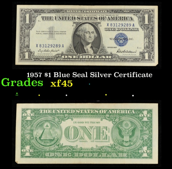 1957 $1 Blue Seal Silver Certificate Grades xf+