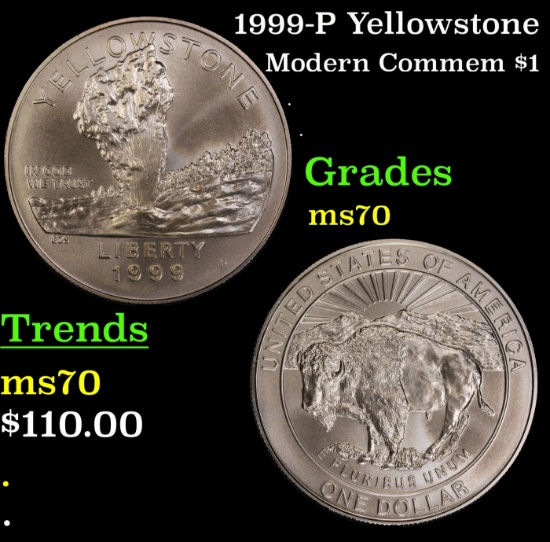 1999-P Yellowstone Modern Commem Dollar $1 ms70 SEGS