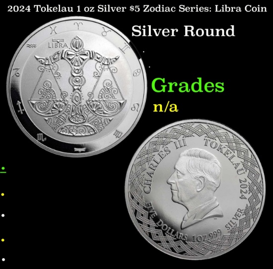 2024 Tokelau 1 oz Silver $5 Zodiac Series: Libra Coin