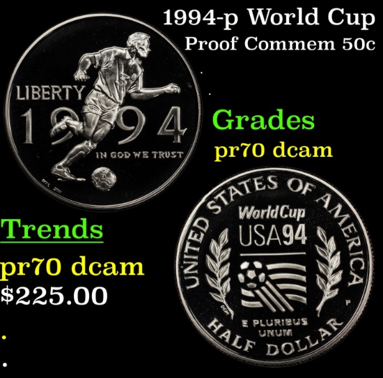 1994-p World Cup Proof Modern Commem Half Dollar 50c pr70 dcam SEGS