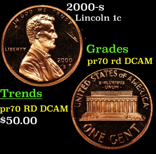 2000-s Proof Lincoln Cent 1c pr70 rd DCAM SEGS