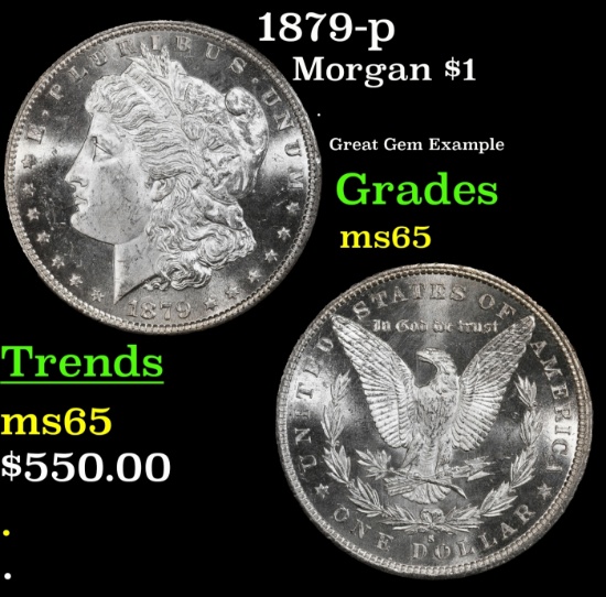 1879-p Morgan Dollar $1 Grades GEM Unc