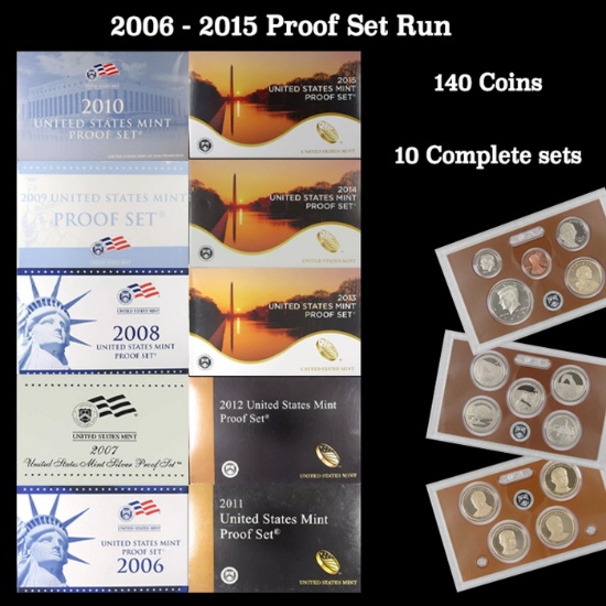 *Highlight* 2006-2015 Proof Set Run 140 Coins 10 Complete Sets (fc)