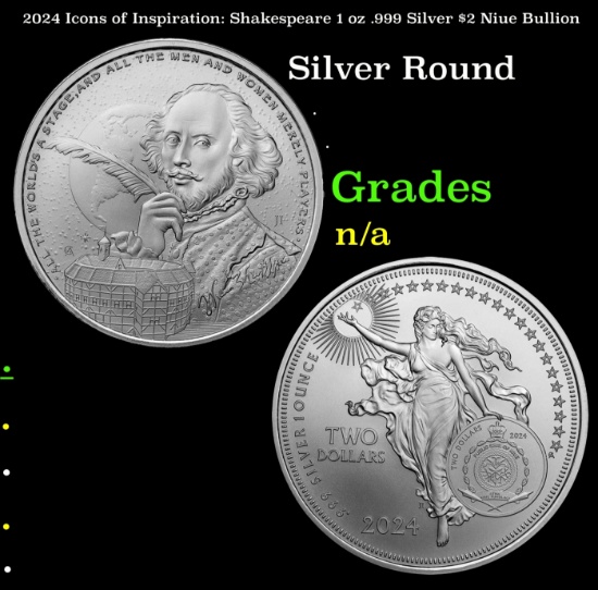 2024 Icons of Inspiration: Shakespeare 1 oz .999 Silver $2 Niue Bullion